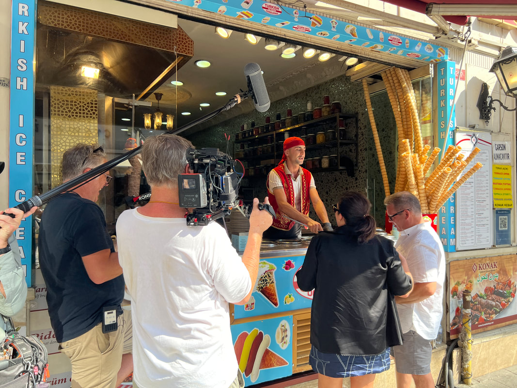 filming ice cream vendor in Istiklal